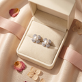 Fleurette Four-Petal Blossom Pearl Pave Stud Earrings | 925 Silver