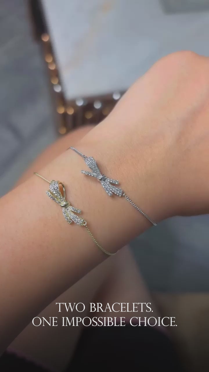 Pavé Bow Gold Bracelet | 925 Silver