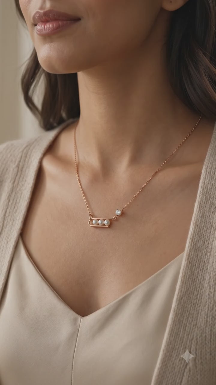 Trio Pearl Bloom Pendant Necklace | Rose Gold 925 Silver